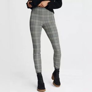 RAG & BONE Simone Pants Check Equestrian Stretch Gray Black Plaid Cropped Size 4